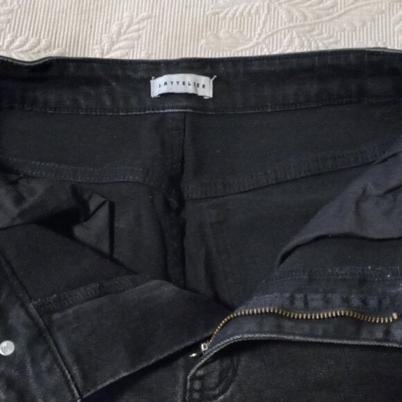 Lattelier Jeans Black Stone Washed Unhemmed Rough Edge (M) 27" - Picture 7 of 16